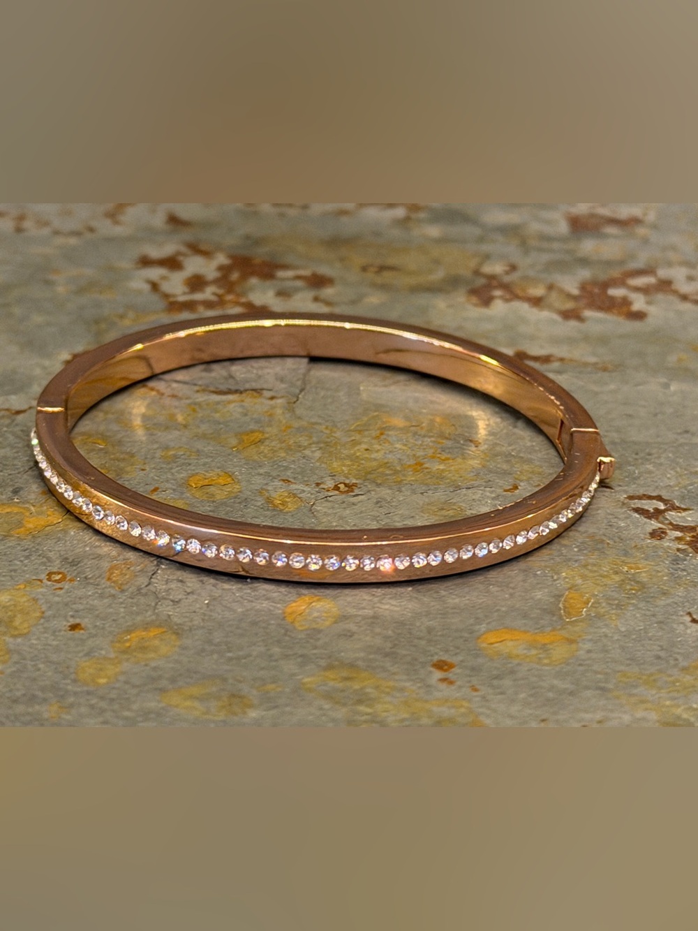 kate spade Rose Gold Crystal-Accented Hinged Bangle Bracelet - Picture 5 of 8